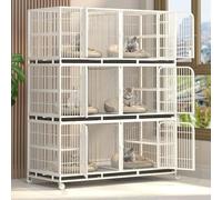 Jaula para gatos de metal para mascotas con separación, espaciosa casa de animales para crianza y cuidado de crianza, 140 x 76 x 63 cm