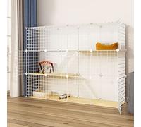 Jaula para Gatos DIY Grande para Interiores, Parque para Gatos para Animales pequeños, Jaula de Rejilla de Alambre de Metal, Caja para Gatos, gabinete para Gatos, con Nido para Gatos + hamac