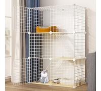Jaula para Gatos DIY Grande para Interiores, Parque para Gatos para Animales pequeños, Jaula de Rejilla de Alambre de Metal, Caja para Gatos, gabinete para Gatos, con Nido para Gatos + hamac
