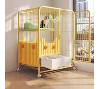 Jaula para Gatos Exterior con Caja de Arenas, Parque para Gatos Fácil de Mover, Casa for Gatos Interior Estable con Puerta con Cerradura, Recinto Interior for Gatos(Yellow,78 * 55 * 100CM)