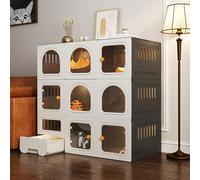 Jaula para gatos extra grande para interiores, espaciosa, para gatos, hurones, chinchillas, conejos, incluye caja de arena extraíble y puerta para gatos, espacio libre para animales pequeños