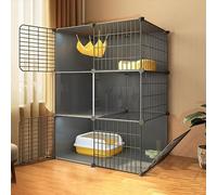 Jaula para gatos grande para interior - Jaula de alambre de metal extraíble, parque para gatitos, espaciosa casa para jugar y retozar (sin ruedas: 75 x 49 x 109 cm)