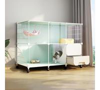 Jaula para Gatos, Jaula for Gatos, Caja de Arena Interior, Parque Infantil DIY, Puertas Desmontables for 1-3, conejitos, Chinchilla, Varios tamaños(107x47x77cm-with Wheel)