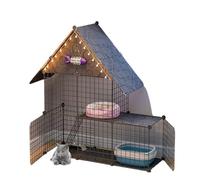 Jaula para Gatos, Jaula for Gatos en Forma de L, casa for Mascotas Interior DIY, Desmontable, Blanco y Negro, 110x39x111cm(Black 110x39x111cm)