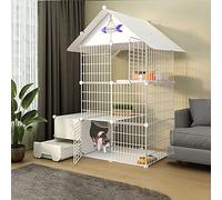 Jaula para gatos, jaula grande de alambre de 3 niveles con caja de arena, diseño plegable para 1-4 gatos, fácil montaje y espacio cómodo