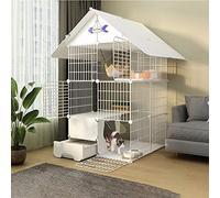 Jaula para gatos, jaula grande de alambre de 3 niveles con caja de arena, diseño plegable para 1-4 gatos, fácil montaje y espacio cómodo