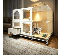 Jaula para Gatos, Jaula Grande para Gatos de Interior con arenero, Parque de Juegos Espacioso y Multifuncional para 2-3 Gatitos, Recinto Moderno para Animales pequeños para Sala de Estar, do