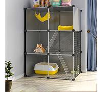 Jaula para Gatos Jaula Grande para Interiores para Gatos, Perrera, Recintos para Gatos, Parque Infantil para Gatos Desmontable, Caja para Hurones, con Escaleras De Rampa Y Cama, Lugar De Ejercicio G