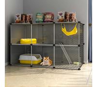 Jaula para Gatos Jaula Grande para Interiores para Gatos, Perrera, Recintos para Gatos, Parque Infantil para Gatos Desmontable, Caja para Hurones, con Escaleras De Rampa Y Cama, Lugar De Ejercicio G