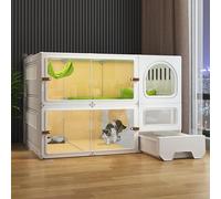 Jaula para Gatos, Jaula para Gatos de Interior con Caja de Arena, Cerca para Gatos DIY, Puerta corrediza Transparente HD, Nueva actualización, Adecuada para 1-2 Gatos (White 106 * 46.5 * 71cm)