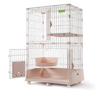 Jaula para Gatos, Jaula para Gatos, Jaula para Gatos al Aire Libre, Parque Infantil, Jaula para Hurones, Cama para Gatos de 1 Estante y Ruedas | Ideal para 1-2 Gatos (C1 86 * 61 * 129cm)