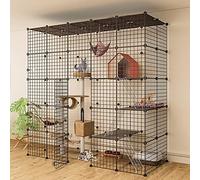 Jaula para gatos, jaula para hurones, parque infantil para interiores, perrera para gatos, jaula de alambre de metal, jaula para animales pequeños para gatitos, conejillos de Indias, ideal para 1-4 ga