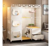 Jaula para Gatos, Jaula para Mascotas, Jaula para Perros Casa para Mascotas Transparente Y Resistente Espacio Libre Súper Grande Villa para Gatos De Lujo Jaulas Vacías (Size : 107 * 47 * 112cm)