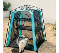 Jaula Para Gatos, Jaula Trampa Gatos De Portátil Para Exteriores, Casa Gato De 3 Niveles Para Interiores, Plegable Y Fácil De Limpiar