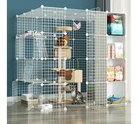 Jaula para Gatos: Jaulas para Gatos De Interior Grande, Jaulas para Mascotas para Gatos, Jaula De Rejilla De Alambre De Metal, Jaula De Metal para Valla De Ejercicio con Puerta Y Caja De Almacenami