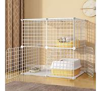 Jaula para gatos - Jaulas para perros de tamaño mediano, parque para hámster, parque para gatos, parque infantil para mascotas, red de recinto de metal con puerta para conejos, erizos, gatos, conejill