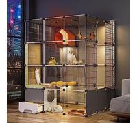 Jaula para Gatos para Interior/Exterior, Jaula para Gatos con Caja De Arena, Parque para Mascotas para Gatos, Diseño Transparente, Perreras para Gatos Fáciles De Limpiar (Paquete B 110 * 110 * 145Cm)