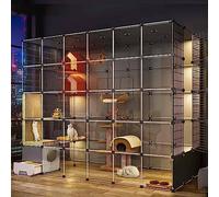 Jaula para Gatos para Interior/Exterior, Jaula para Gatos con Caja De Arena, Parque para Mascotas para Gatos, Diseño Transparente, Perreras para Gatos Fáciles De Limpiar (Paquete C 215 * 110 * 180Cm)