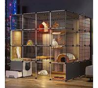 Jaula para Gatos para Interior/Exterior, Jaula para Gatos con Caja De Arena, Parque para Mascotas para Gatos, Diseño Transparente, Perreras para Gatos Fáciles De Limpiar (Paquete B 145 * 145 * 145Cm)