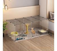 Jaula para gatos para interiores, corralito, recinto y jaula para animales pequeños, gatitos y cachorros, diseño de metal desmontable para un uso versátil