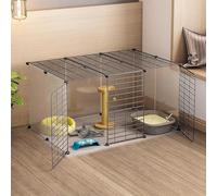 Jaula para gatos para interiores, corralito, recinto y jaula para animales pequeños, gatitos y cachorros, diseño de metal desmontable para un uso versátil