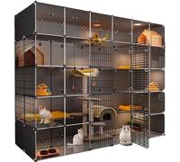 Jaula para gatos para interiores, grande, diseño transparente de doble capa, casa para gatos de fácil montaje con plataforma pesada para muebles de caja de arena