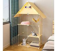 Jaula para Gatos - Parque Infantil para Gatos De 3 Niveles, Caseta para Gatos, Jaula Plegable De Metal para Gatos con Techo Y Puerta - Jaula para Perreras DIY, Lugar De Ejercicio Grande Ideal para 1