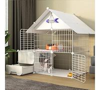 Jaula para gatos: parque para gatos, jaula para hurones con puerta y caja de arena para gatos cerrada, parque infantil para mascotas, jaula para gatos, perrera, cerca plegable, barrera de patio para m