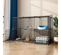 Jaula para Gatos - Parque para Gatos Jaulas para Gatos Caja para Gatos Parque para Cachorros, recintos para perreras para Gatos con Puerta para Gatitos y Animales pequeños - Negro (Accesorio