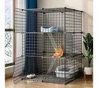 Jaula para Gatos - Parque para Gatos Jaulas para Gatos Caja para Gatos Parque para Cachorros, recintos para perreras para Gatos con Puerta para Gatitos y Animales pequeños - Negro (Accesorio