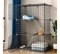 Jaula para Gatos - Parque para Gatos Jaulas para Gatos Caja para Gatos Parque para Cachorros, recintos para perreras para Gatos con Puerta para Gatitos y Animales pequeños - Negro (Accesorio