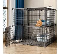 Jaula para Gatos - Parque para Gatos Jaulas para Gatos Caja para Gatos Parque para Cachorros, recintos para perreras para Gatos con Puerta para Gatitos y Animales pequeños - Negro (Accesorio