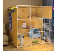 Jaula para Gatos, Parque para Gatos, Panorama, Villa para Gatos, Alambre De Metal Desmontable, Interior, Bricolaje, Gran Lugar De Ejercicio, Ideal para 1-3 Gatos, Amarillo (105 * 90 * 105 Cm)