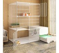 Jaula para gatos - Parque para gatos Parque para mascotas de bricolaje Jaula para cerca de patio de ejercicio con puerta y caja de arena para gatos cerrada, fácil de limpiar y eliminar el olor para ma