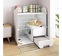 Jaula para Gatos, Parque para Mascotas, Jaulas para Gatos de Interior Grandes con Caja de Arena, Jaula para Animales Pequeños for Conejillos de hámsteres/Chinchillas(White,75x85cm/29.5x33.4in)