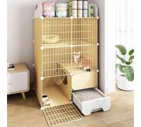 Jaula para Gatos, Parque para Mascotas, Jaulas para Gatos de Interior Grandes con Caja de Arena, Jaula para Animales Pequeños for Conejillos de hámsteres/Chinchillas(Yellow,75x119cm/29.5x46.8in)