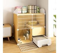 Jaula para Gatos, Parque para Mascotas, Jaulas para Gatos de Interior Grandes con Caja de Arena, Jaula para Animales Pequeños for Conejillos de hámsteres/Chinchillas(Yellow,75x85cm/29.5x33.4in)