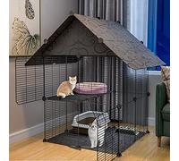 Jaula para gatos - Perreras para gatos de interior, jaula para gatos, parque para perros, jaula pequeña, valla de alambre de bricolaje con puerta para uso en interiores y exteriores (Blackb 75*39*109C