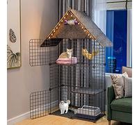Jaula para gatos - Perreras para gatos de interior, jaula para gatos, parque para perros, jaula pequeña, valla de alambre de bricolaje con puerta para uso en interiores y exteriores (Blacka 75*39*146C
