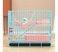 Jaula para gatos plegable de dos pisos con diseño bloqueable, ruedas, bandeja y hamaca, espaciosa casa para gatos de doble capa con inodoro