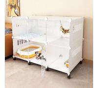 Jaula para Gatos Recinto Interior para Gatos Parque Infantil para Gatos DIY Perreras Desmontables Jaula para Animales Pequeños con Rueda Lugar De Ejercicio Grande Ideal para 1-3 Gatos (105X45X75Cm)