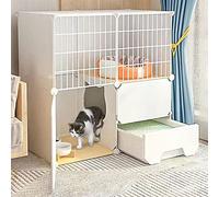 Jaula para gatos, recinto para gatos al aire libre, jaulas de animales pequeños con puerta y caja de arena cerrada para gatos, a prueba de olores, arena para gatitos, conejos, (B 75 x 49 x 75 cm)