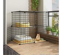 Jaula para Gatos, Recinto para Gatos DIY, Caseta para Gatos De Interior, Jaula para Gatos De 1-2-3 Niveles, Jaula Grande para Gatos con Inodoro para Gatos, para Gatos, Conejitos, Chinchillas, Parque
