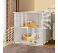 Jaula para Gatos - Recinto para Gatos, Red de Recinto Metálico para Mascotas con Puerta para Conejos, Erizos, Gatos, Conejillos de Indias - Incluye Tazón para Gatos, Caja de Arena, Hamaca y Mazo (75*7