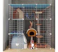Jaula para Gatos Recintos para Gatos de Interior Parque para Gatos Grande Desmontable Metal DIY Perreras para Gatos Hurón Jaula para Animales pequeños Lugar de Ejercicio Grande Ideal para 1-
