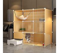 Jaula para Gatos semicerrada para Interiores, Perrera para Gatos, Perrera para Parques Infantiles, Jaula para Gatos semicerrada, Plegable y desmontada, con Hamaca para Gatos, Caja de Arena p