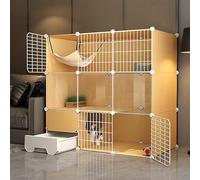 Jaula para Gatos semicerrada para Interiores, Perrera para Gatos, Perrera para Parques Infantiles, Jaula para Gatos semicerrada, Plegable y desmontada, con Hamaca para Gatos, Caja de Arena p