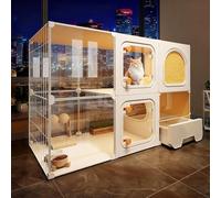 Jaula para Gatos Transparente de Interior con Arenero Parque Desmontable con Plataformas, Ideal para 1-3 Gatos, Animales Pequeños(105 * 45 * 70cm)