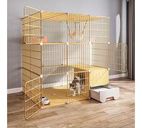 Jaula para gatos, valla grande de 3 niveles, jaula deportiva para patio, con puerta y caja de arena cerrada para gatitos, conejos, chinchillas (111 x 95 x 109)