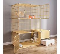 Jaula para gatos, valla grande de 3 niveles, jaula deportiva para patio, con puerta y caja de arena cerrada para gatitos, conejos, chinchillas (111 x 49 x 109)